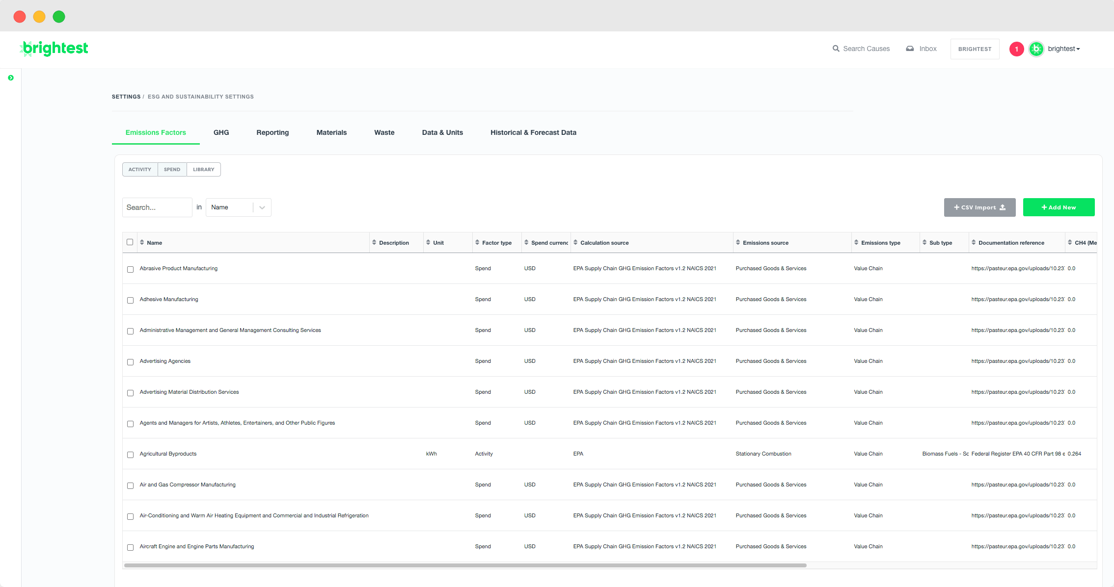 Online Emissions Factors Source Library & Database
